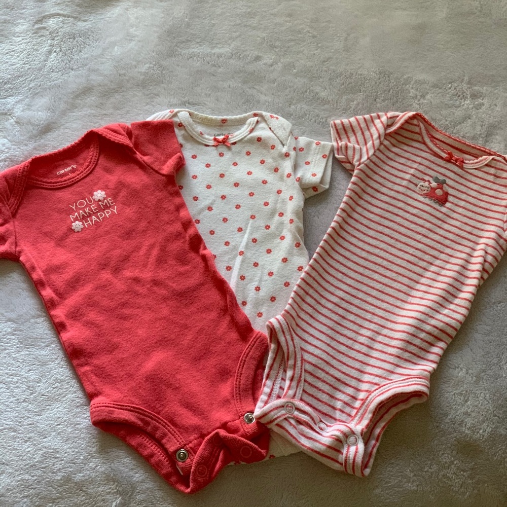 NB Girls 3 Piece Onesie Set
